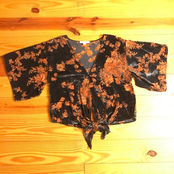 Lovestitch Boho Velvet Crop Top, EUC, M - Picture 3 of 14